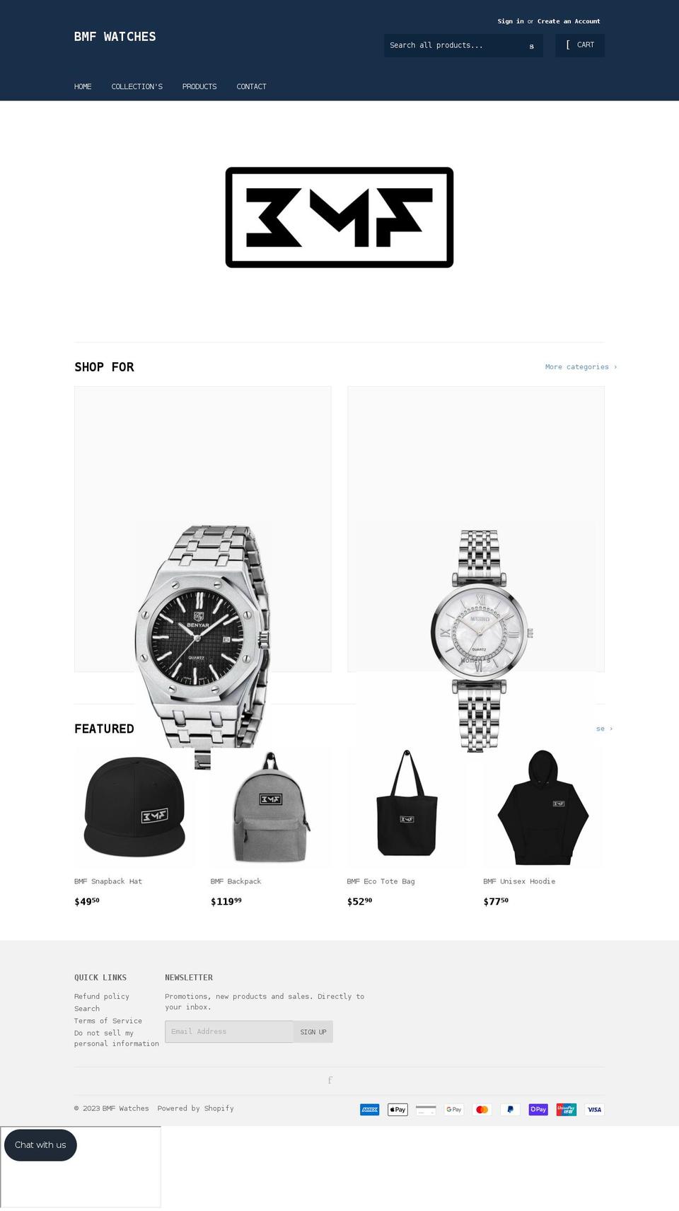 bmfwatches.com shopify website screenshot