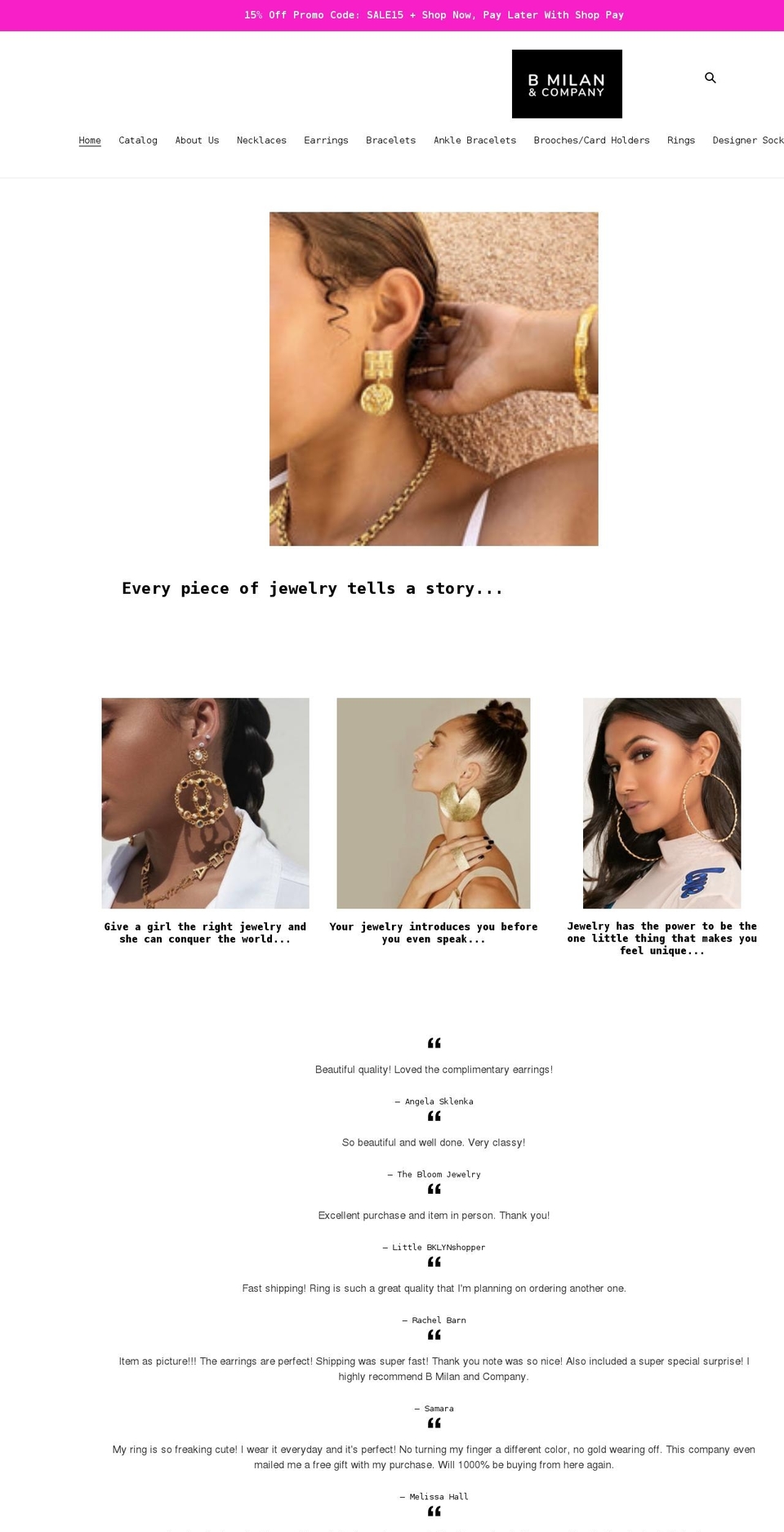 bmilanandcompany.com shopify website screenshot