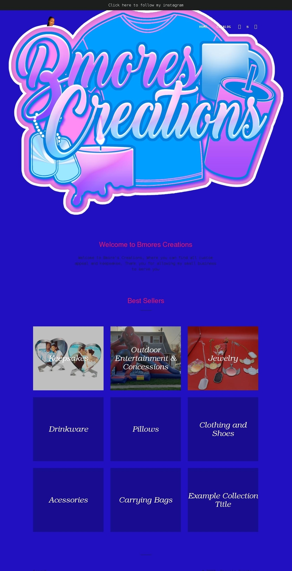 bmorescreation.com shopify website screenshot