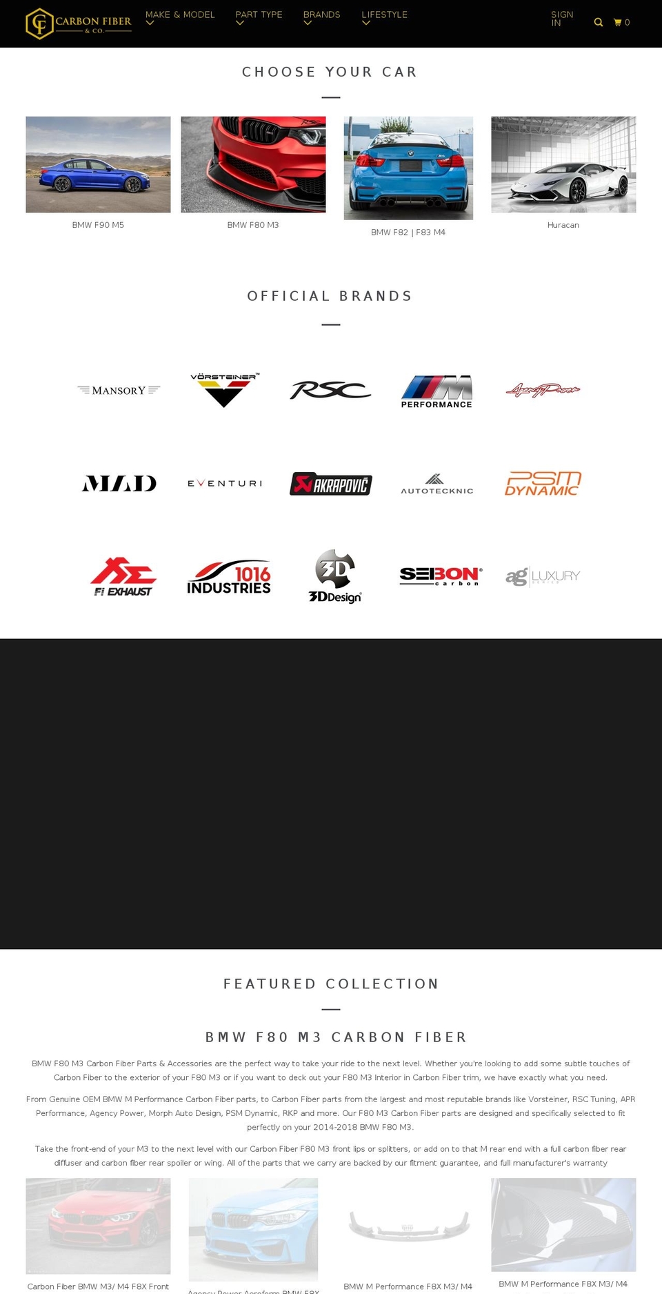 bmwcarbonfiber.com — Shopify storefront screenshot