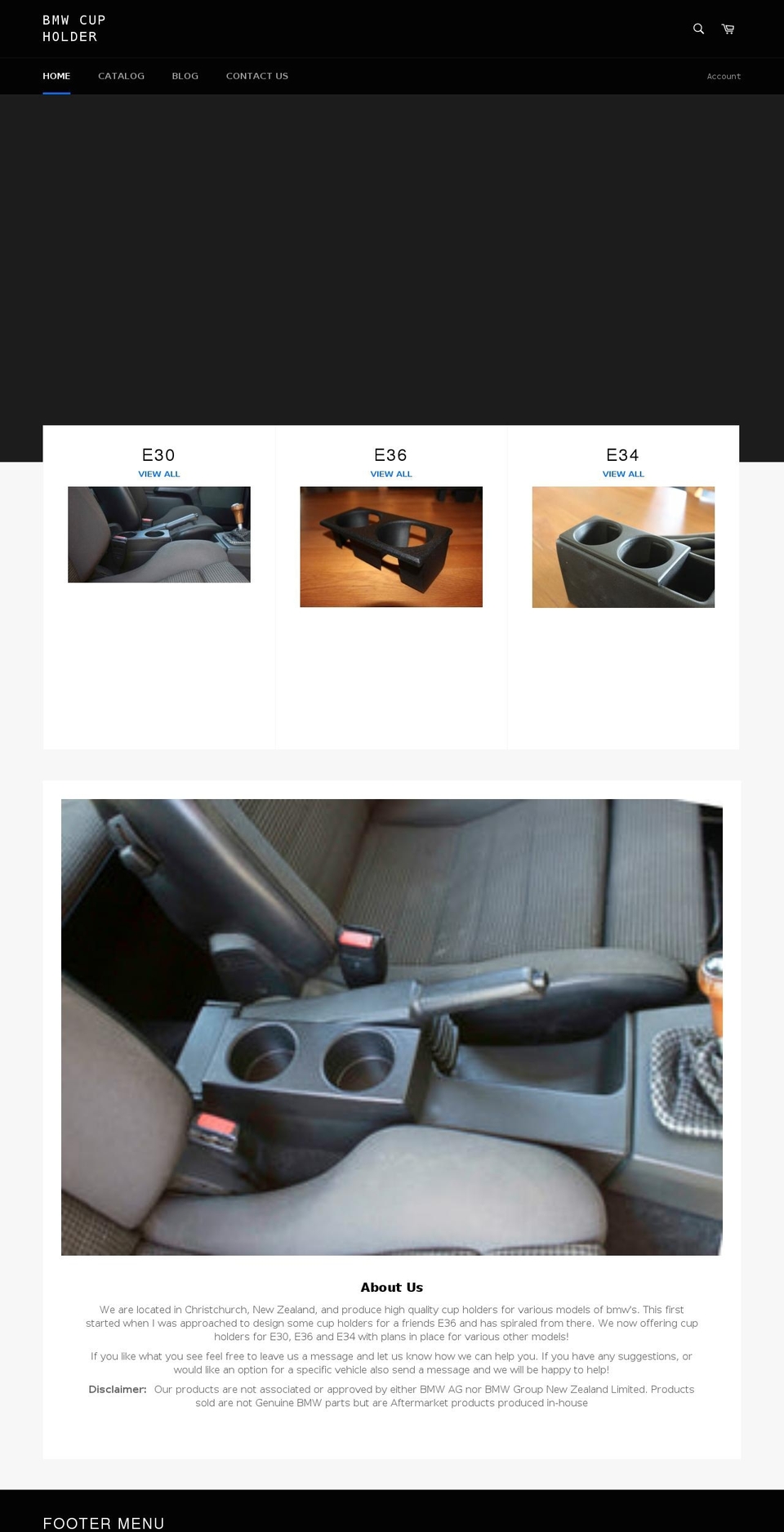 bmwcupholder.com shopify website screenshot