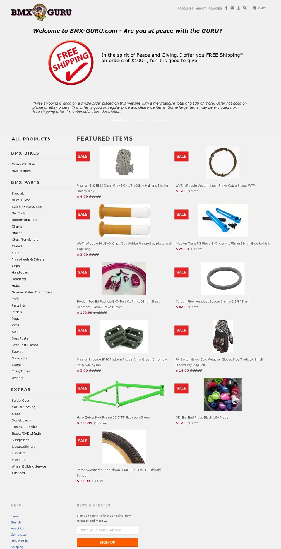 bmx-guru.com shopify website screenshot