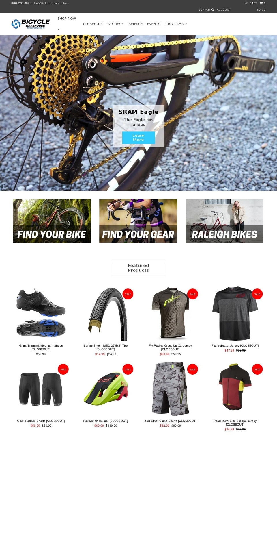 Bicycle Warehouse Theme (Bootstrap) Shopify theme site example bmxbikewarehouse.com