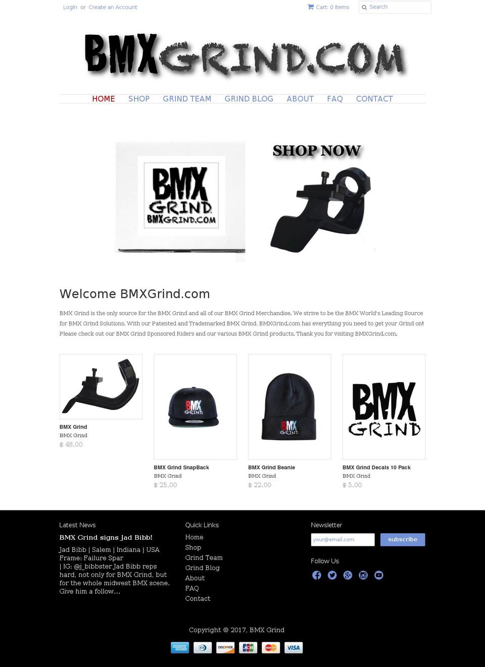 bmxgrinds.com shopify website screenshot