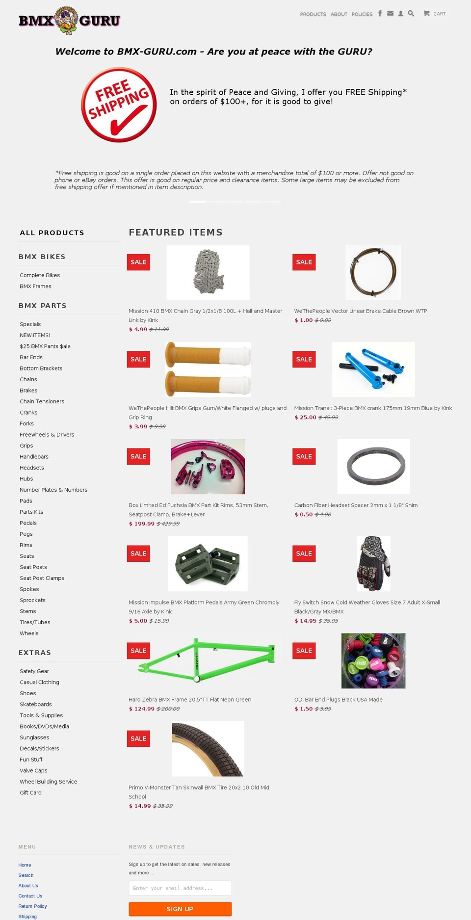 Retina Shopify theme site example bmxguru.com