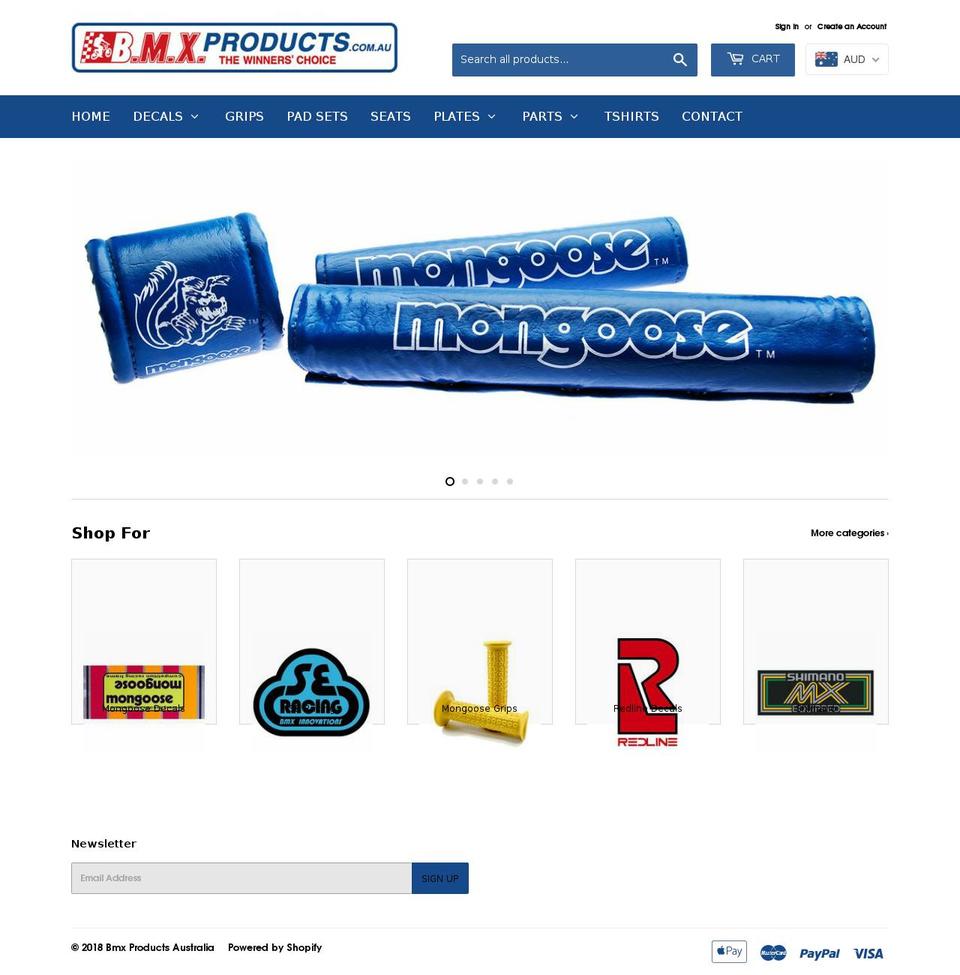 bmxproducts.com.au shopify website screenshot
