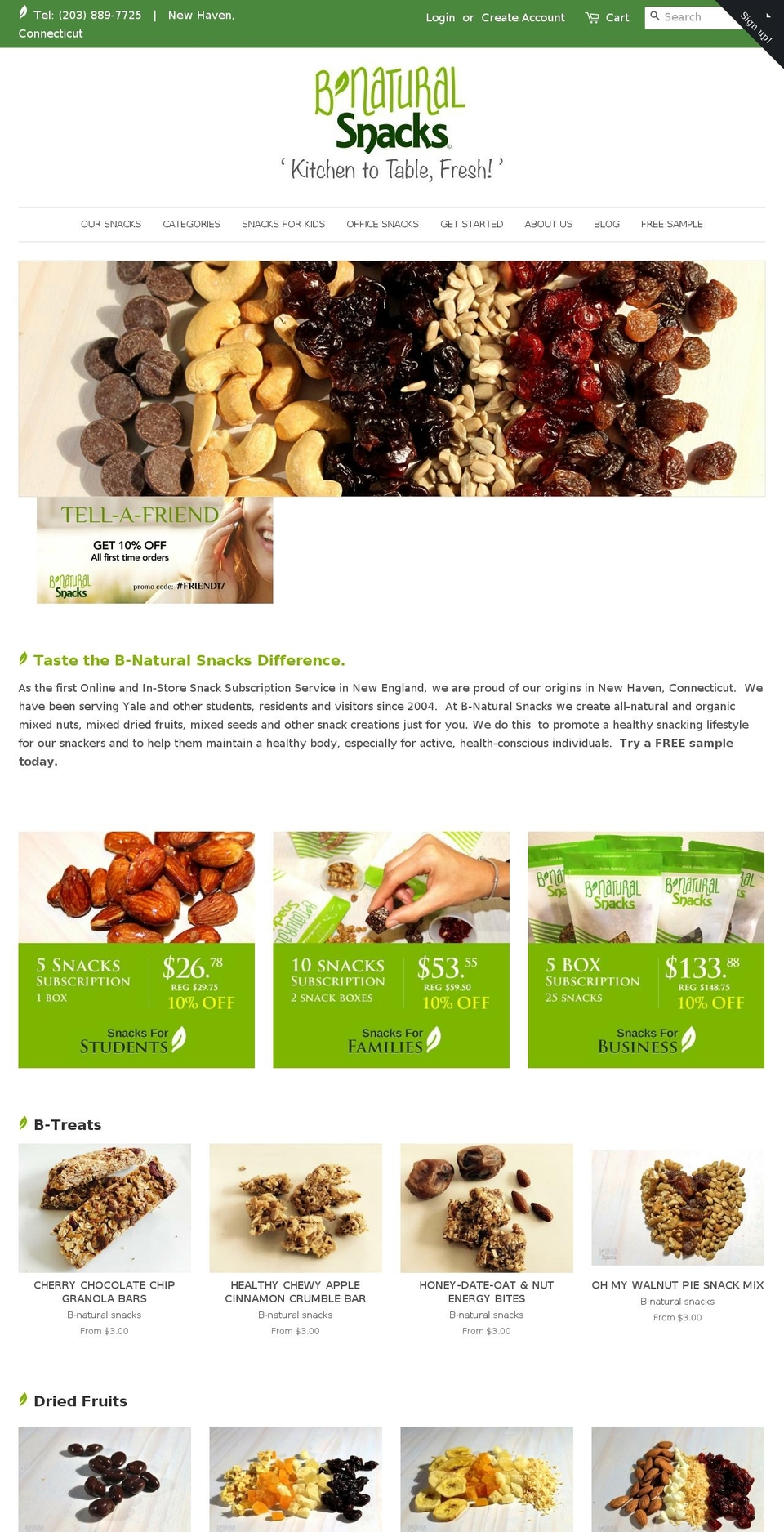 bnaturalsnacks.com shopify website screenshot