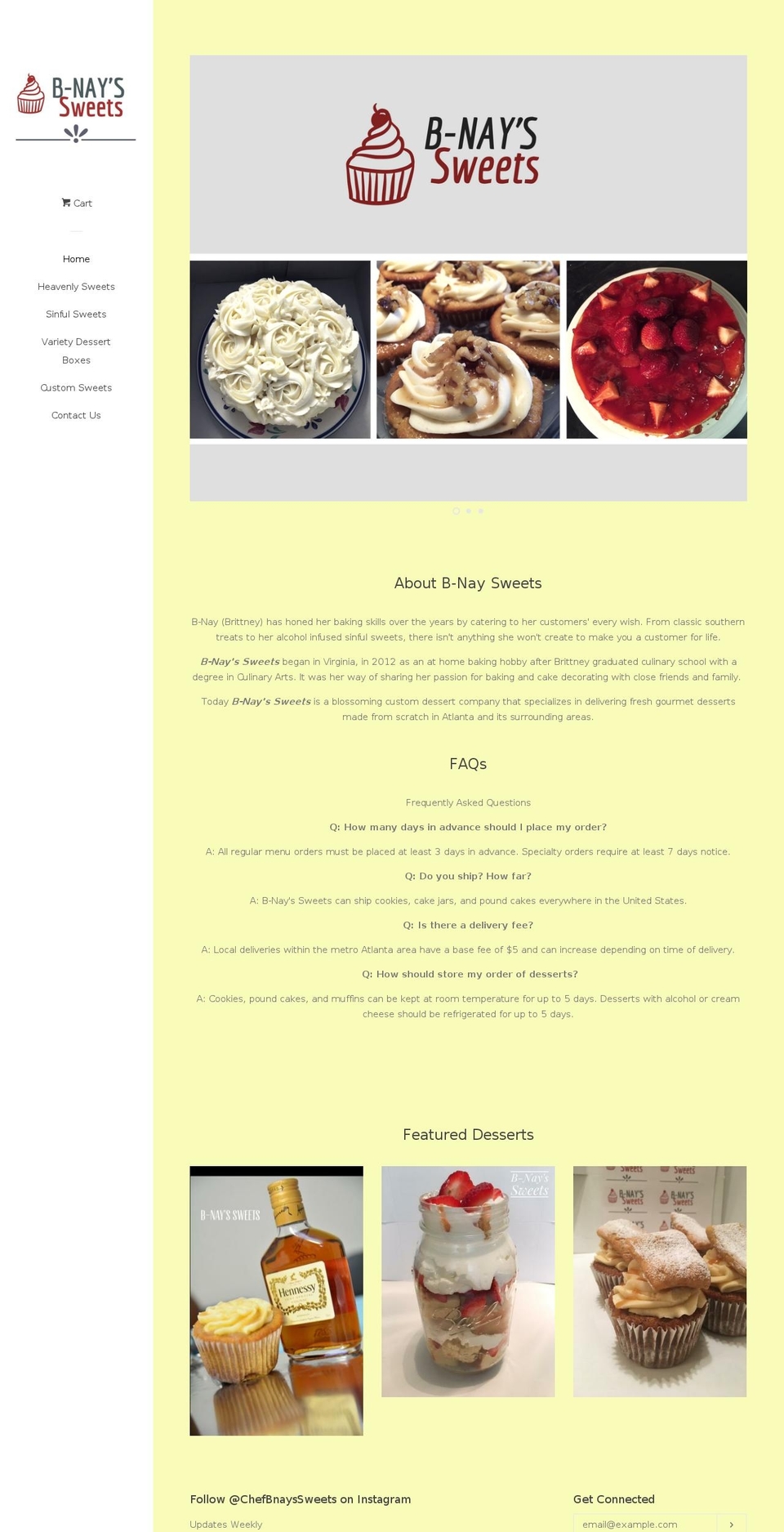 bnayssweets.com — Shopify storefront screenshot