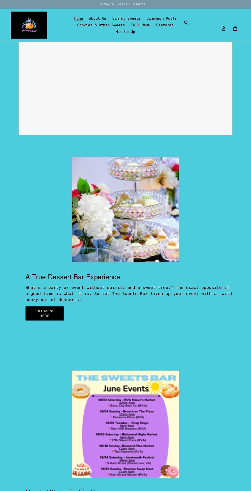 bnayssweetsbar.com shopify website screenshot