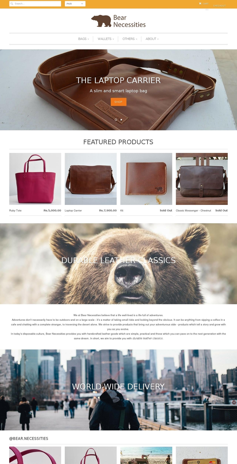bnbags.com shopify website screenshot