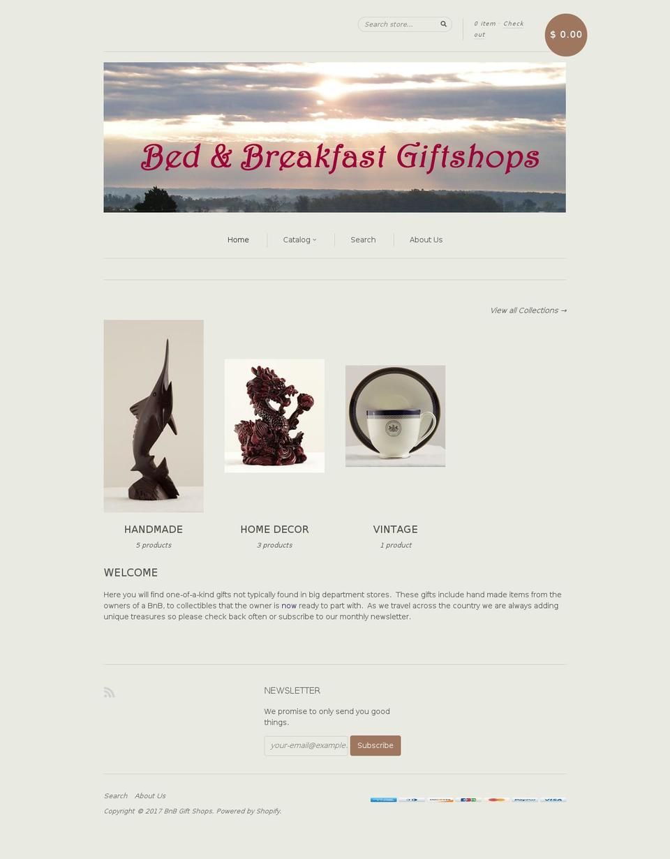 bnbgiftshops.com shopify website screenshot
