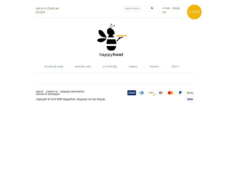 bnbhappyhost.com shopify website screenshot