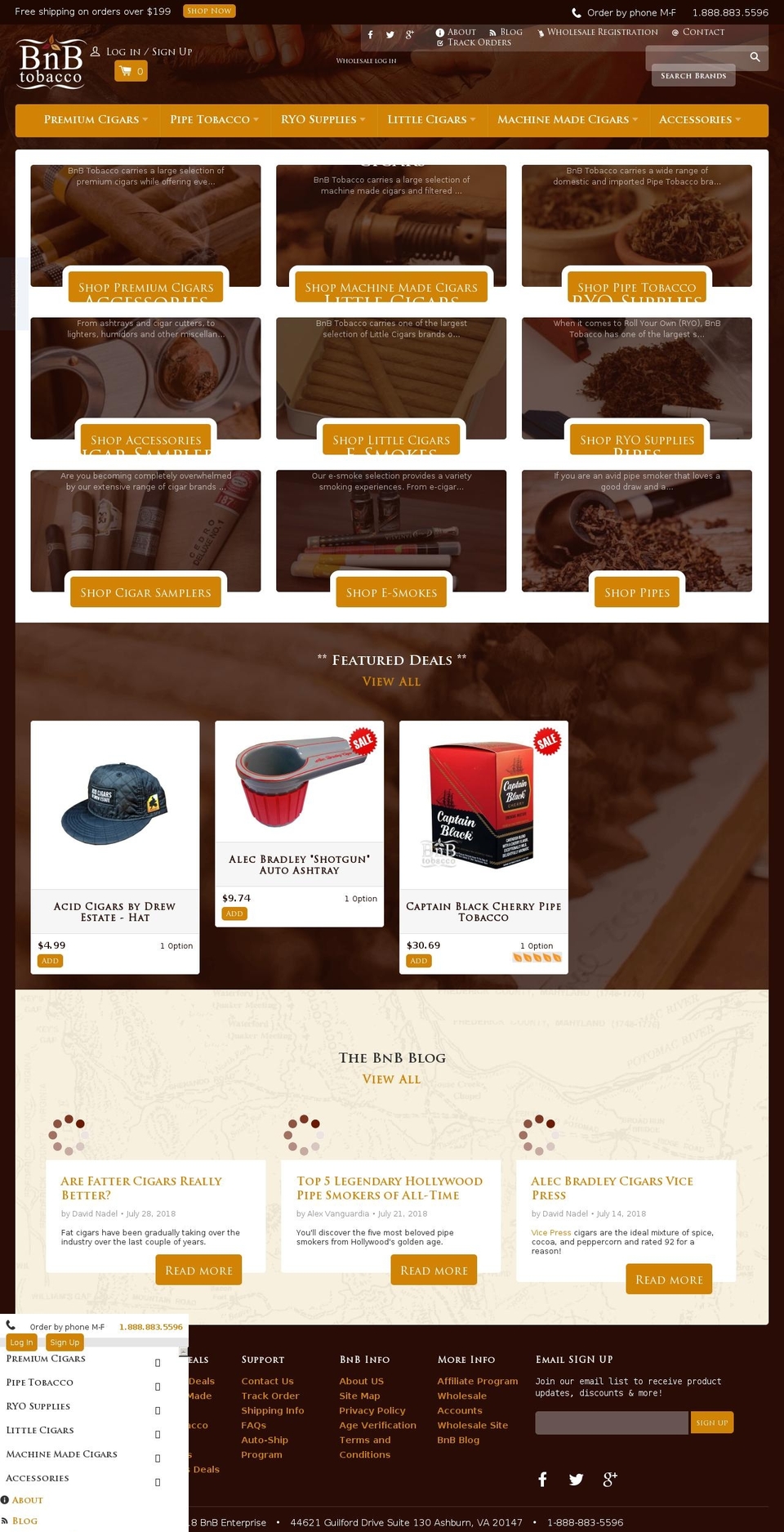 BnB Tobacco (Live - 7\/30\/18) Shopify theme site example bnbtobacco.net