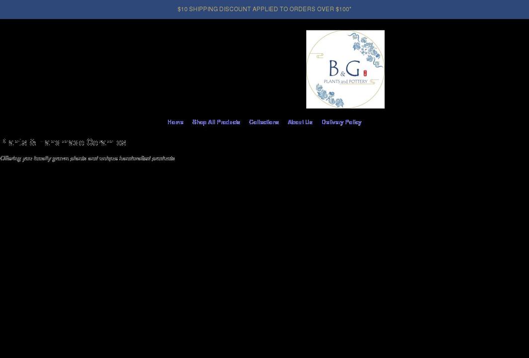 bngplantsandpottery.com shopify website screenshot