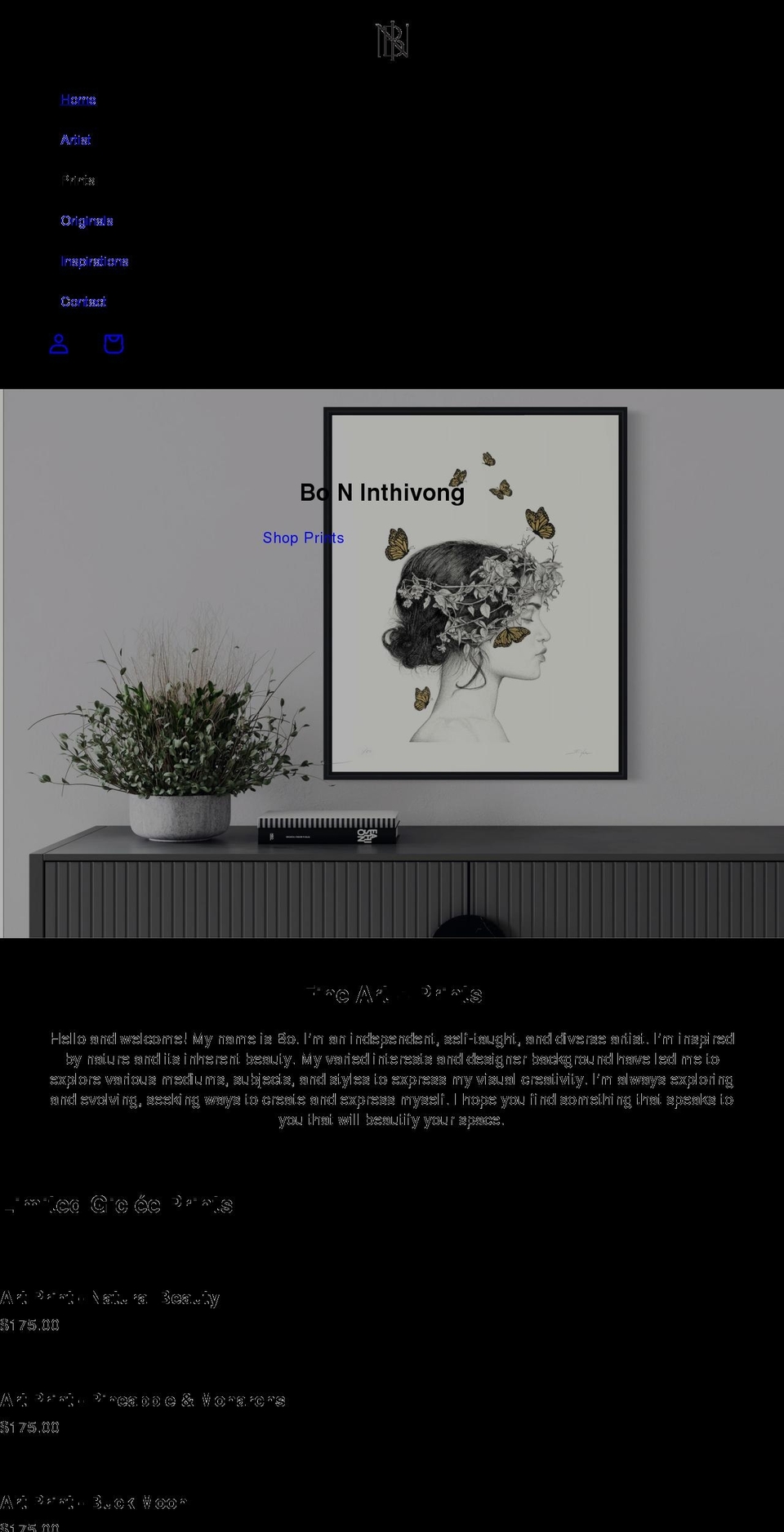 bniart.com shopify website screenshot