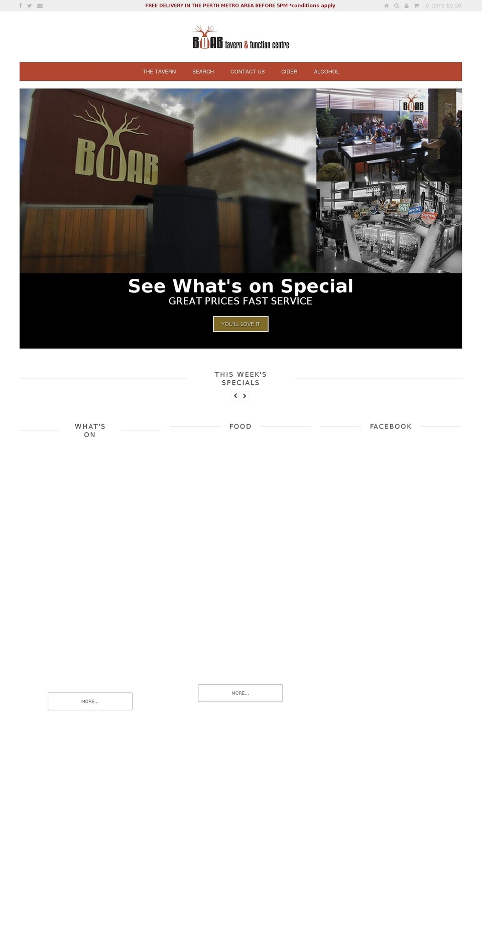 boabtavern.com.au shopify website screenshot
