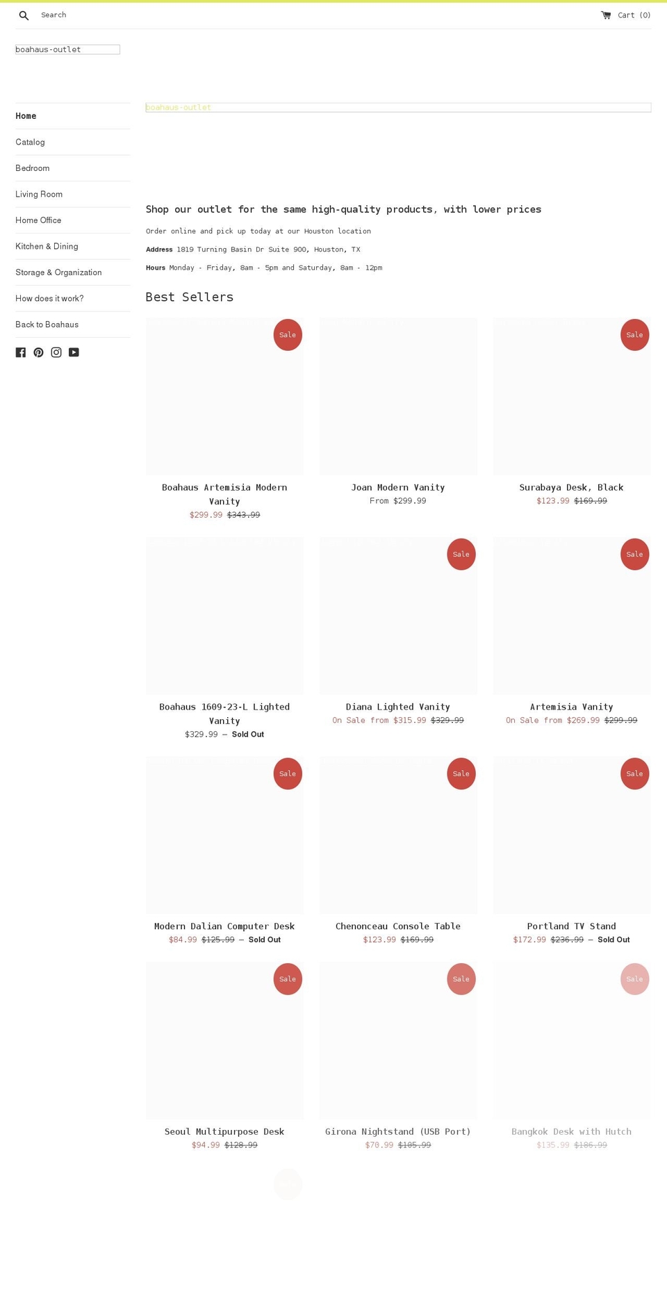 boahaus-outlet.com shopify website screenshot