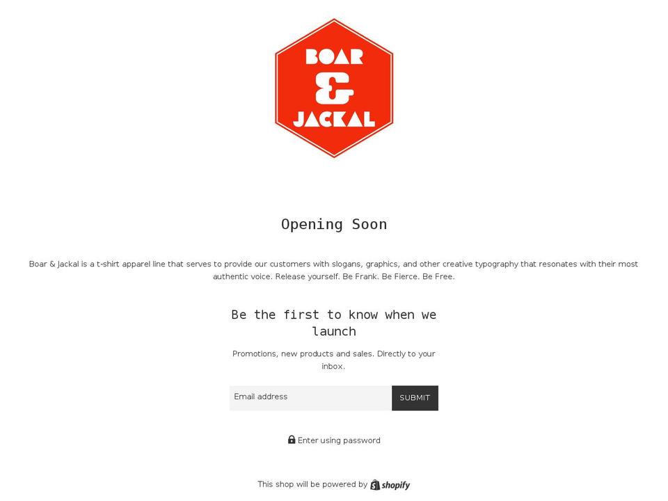 boarandjackal.com shopify website screenshot