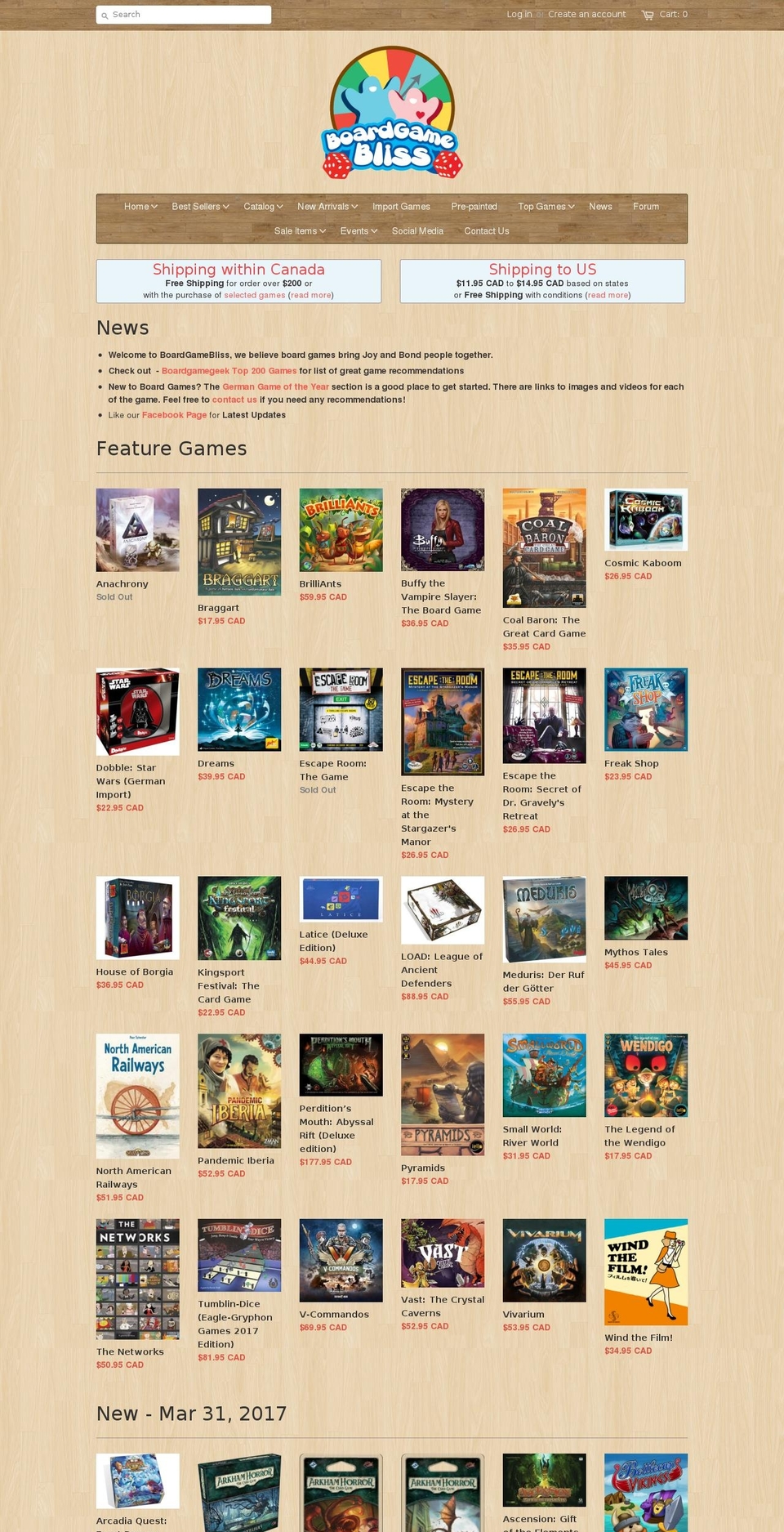 warehouse Shopify theme site example boardgamebliss.com