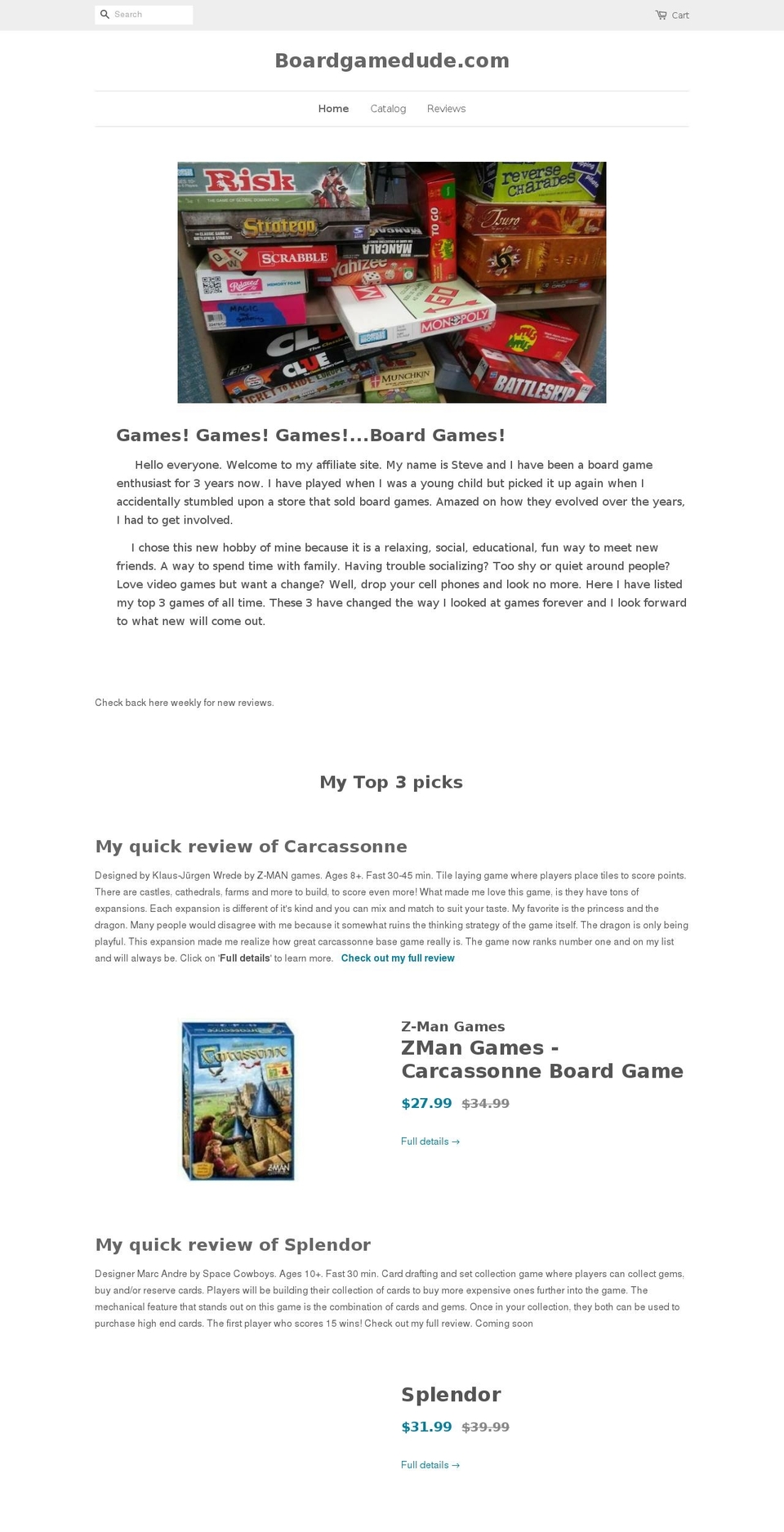 boardgamedude.com — Shopify storefront screenshot