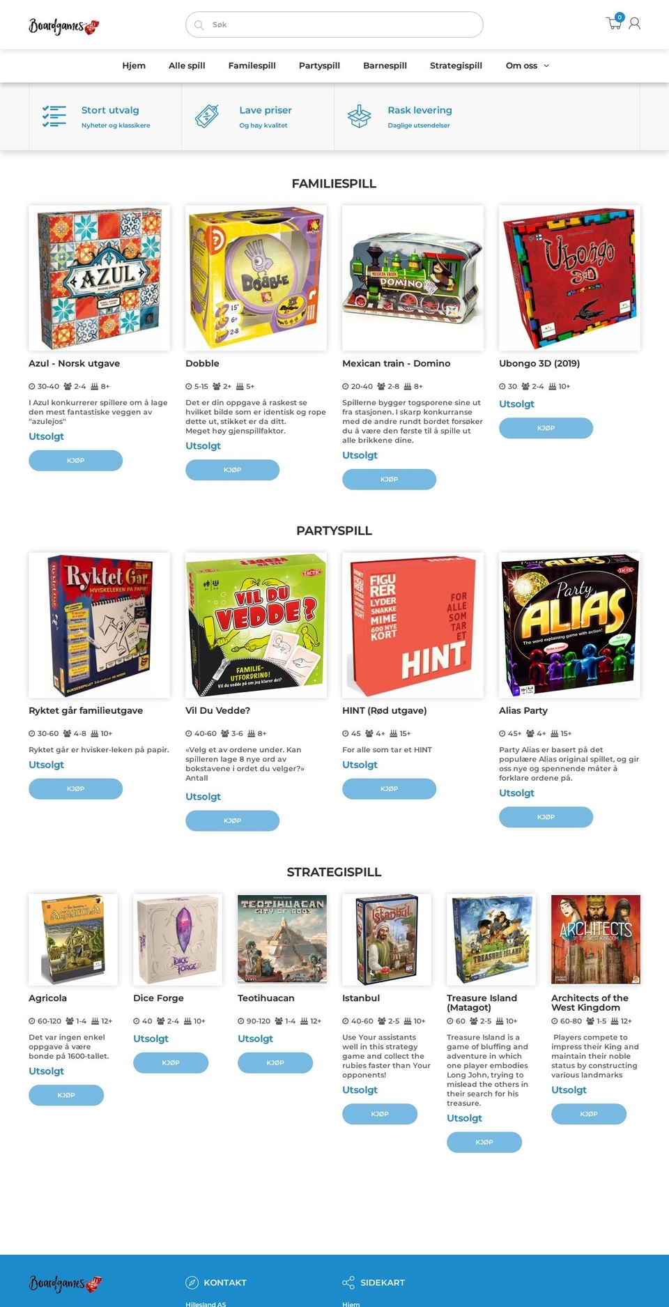 boardgames.no shopify website screenshot