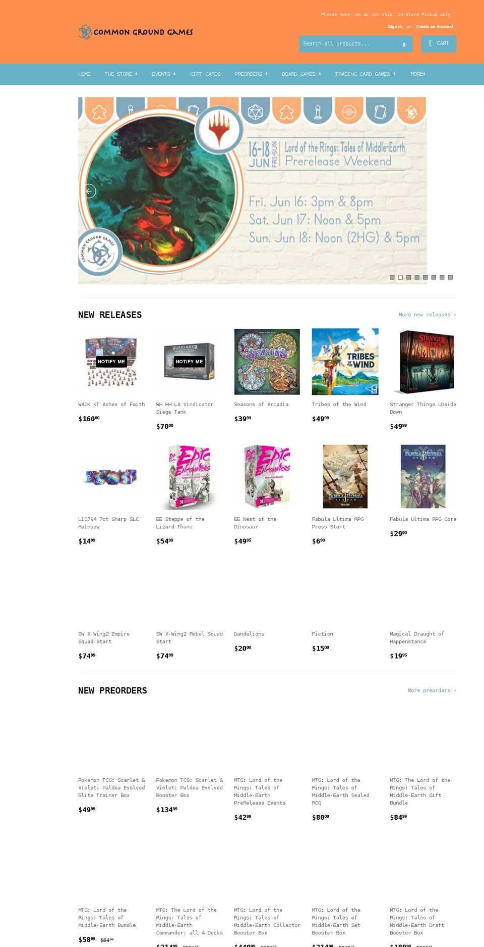 boardgamesdallas.com shopify website screenshot
