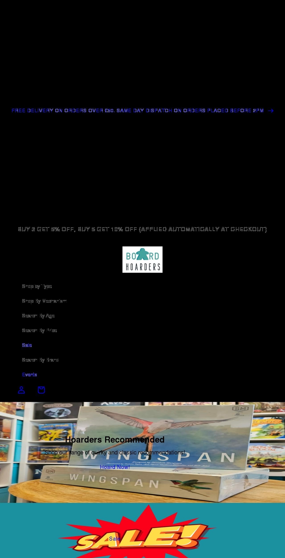 boardhoarders.co.uk shopify website screenshot