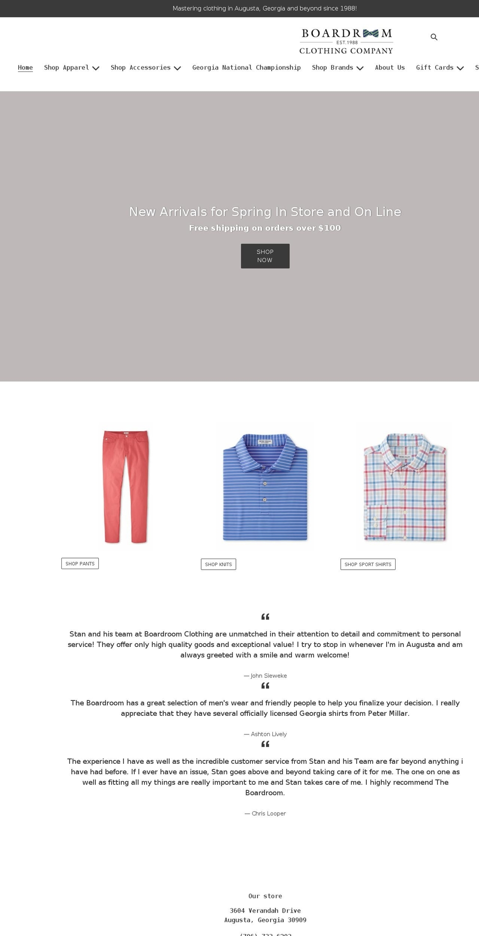 boardroomaugusta.com shopify website screenshot