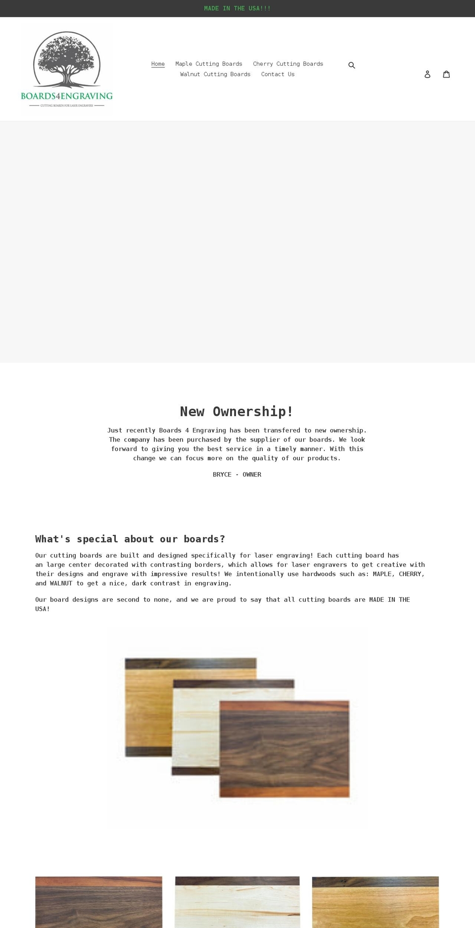 boards4engraving.com shopify website screenshot