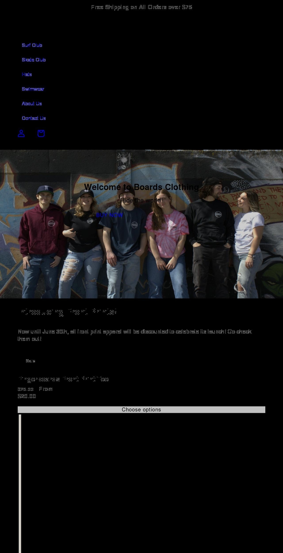 boardsclothing.com shopify website screenshot