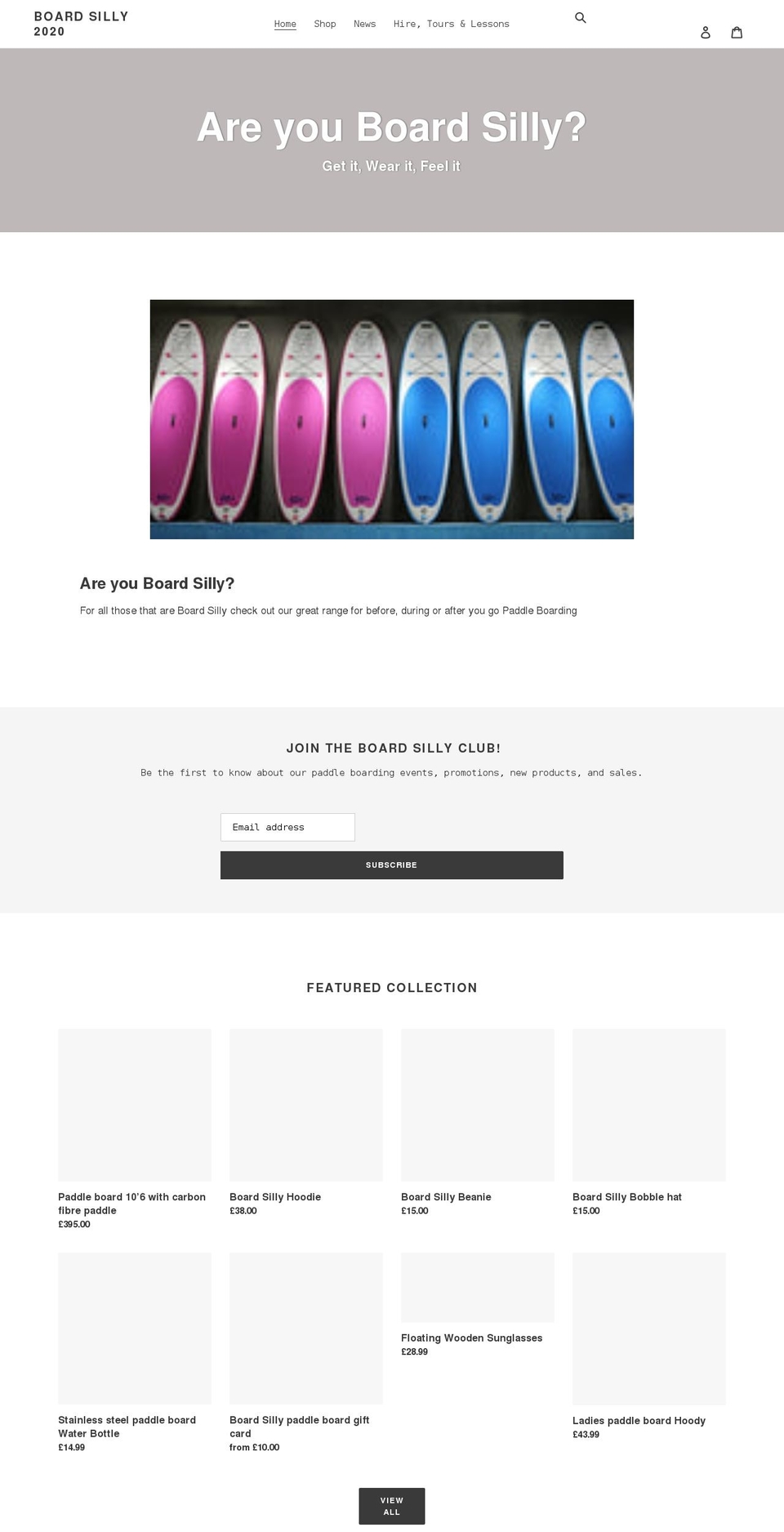 boardsilly2020.com shopify website screenshot