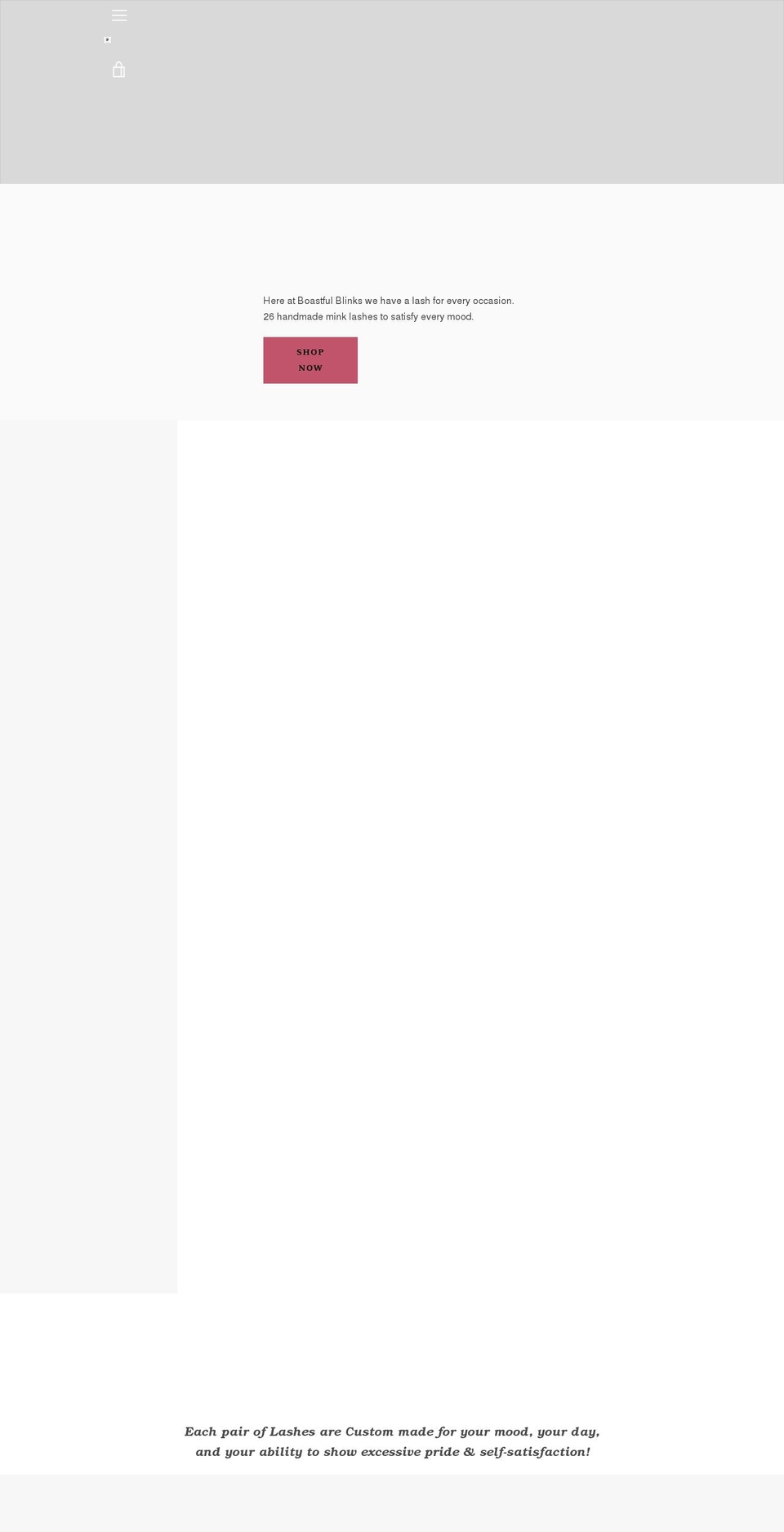 boastfulblinks.com shopify website screenshot