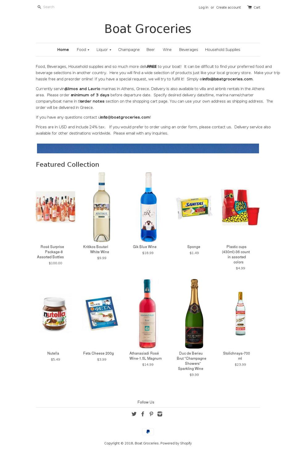boatgroceries.com — Shopify storefront screenshot