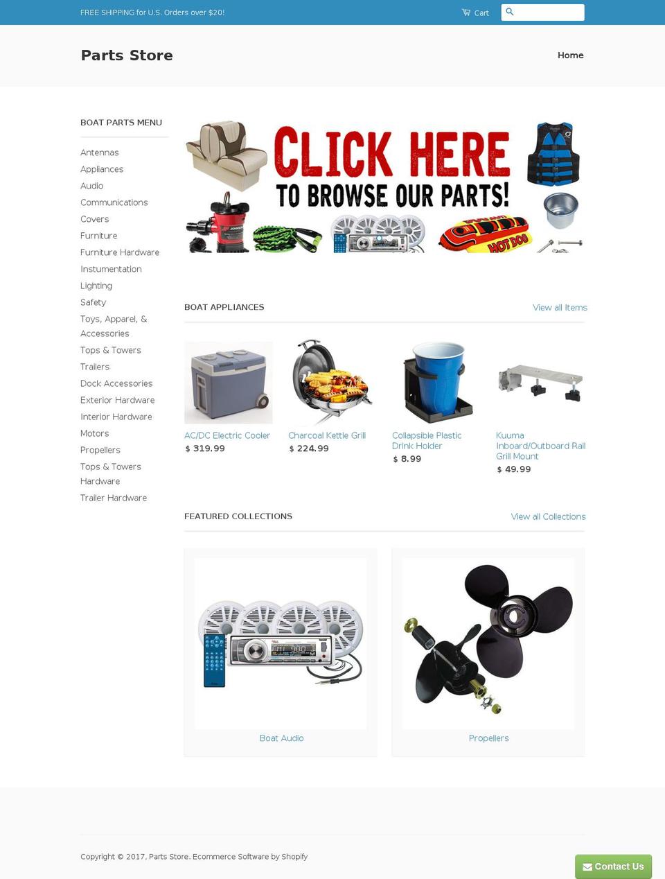 boatnrvpartsstore.com shopify website screenshot