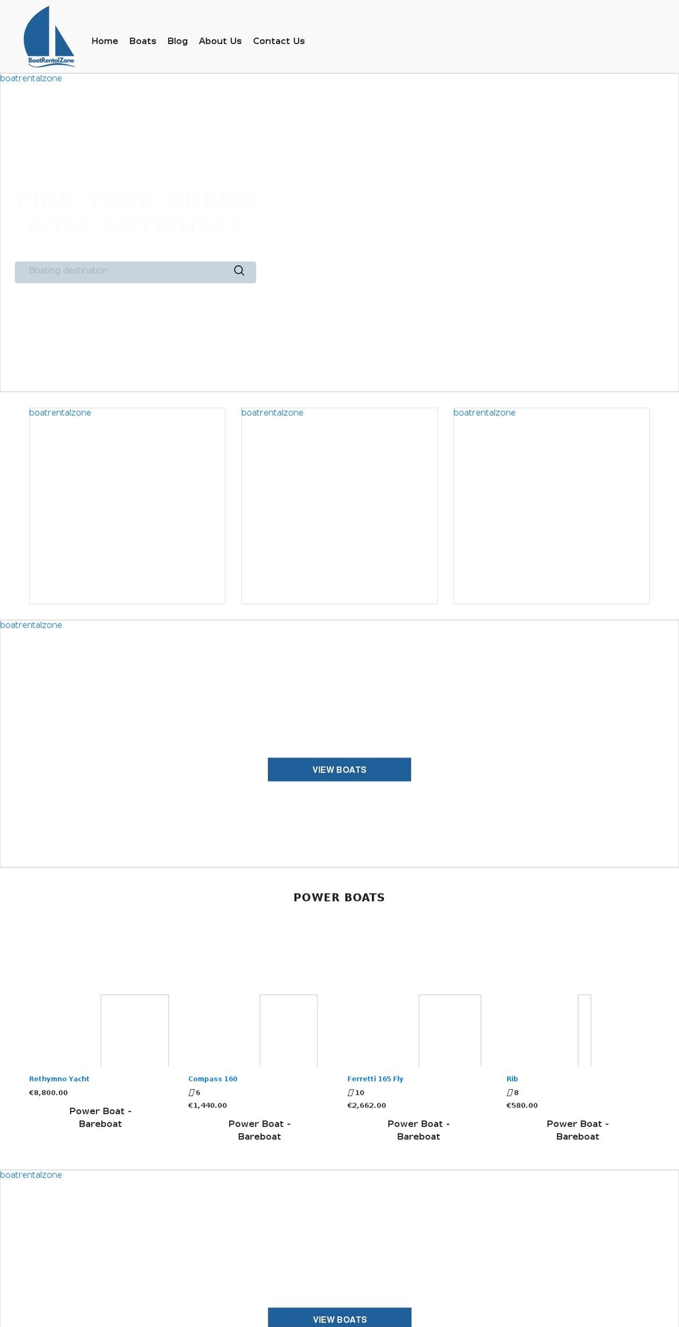 boatrentalzone.com shopify website screenshot