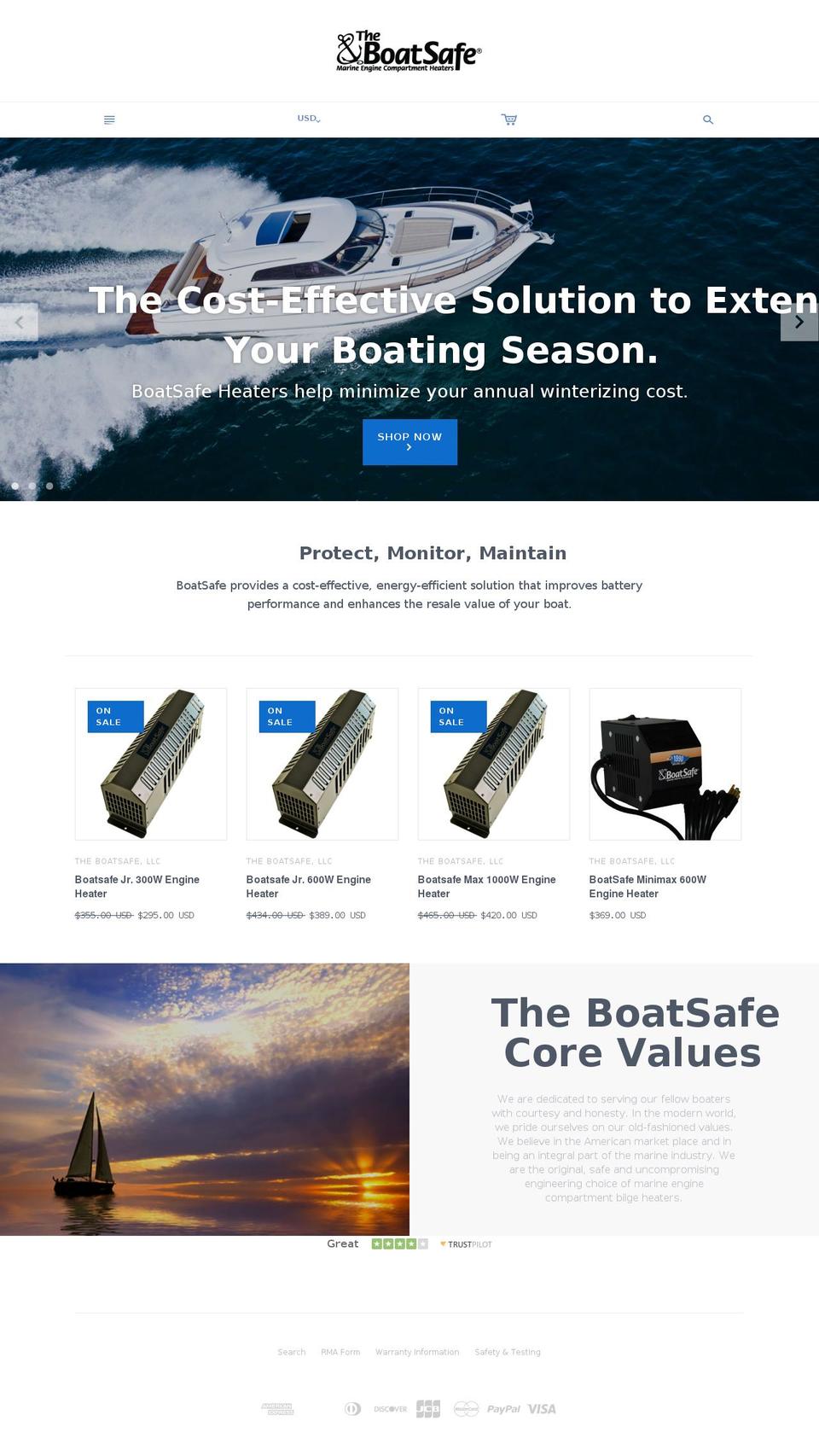 boatsafeheater.net shopify website screenshot