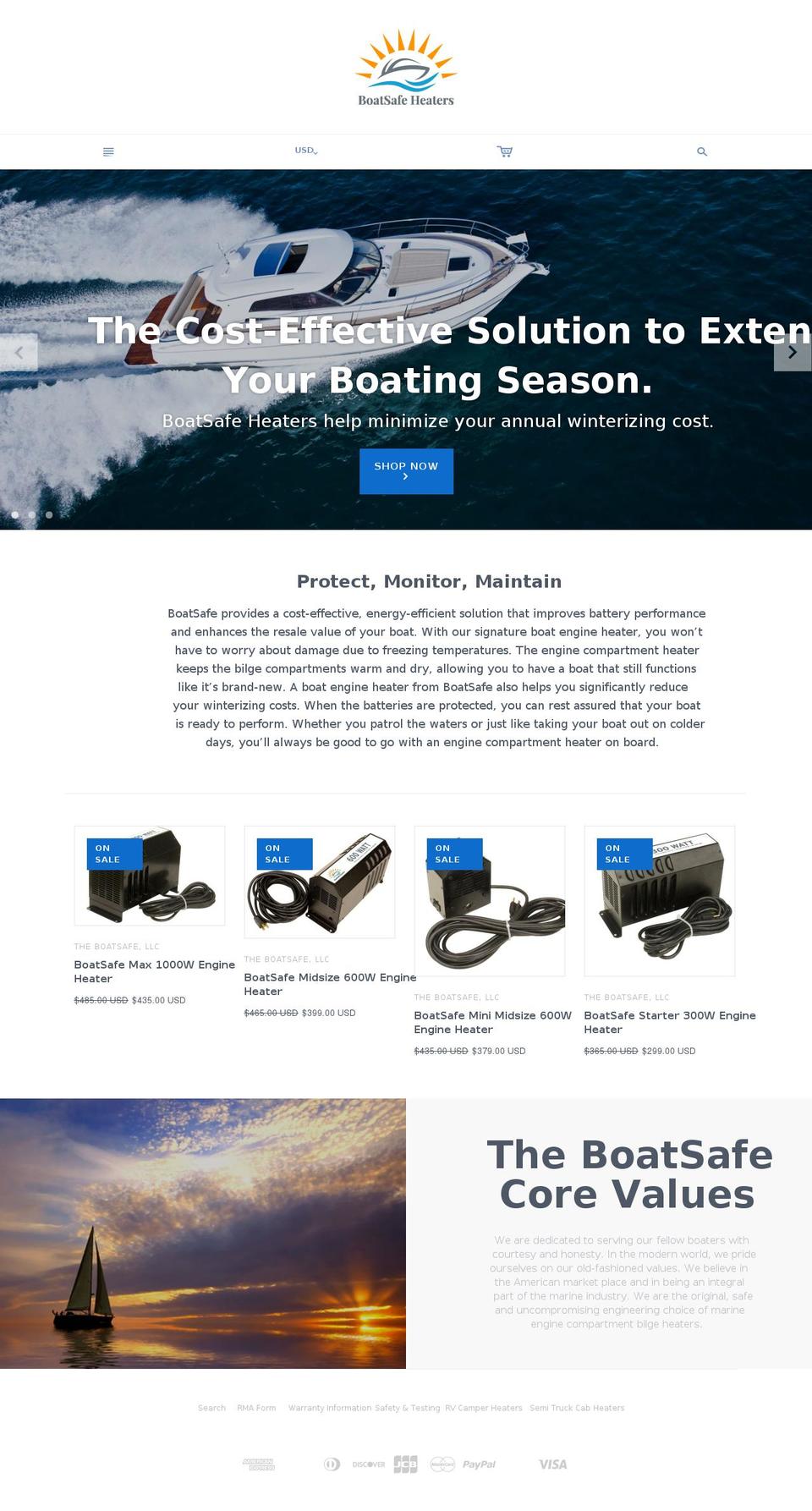 boatsafeheaters.net shopify website screenshot