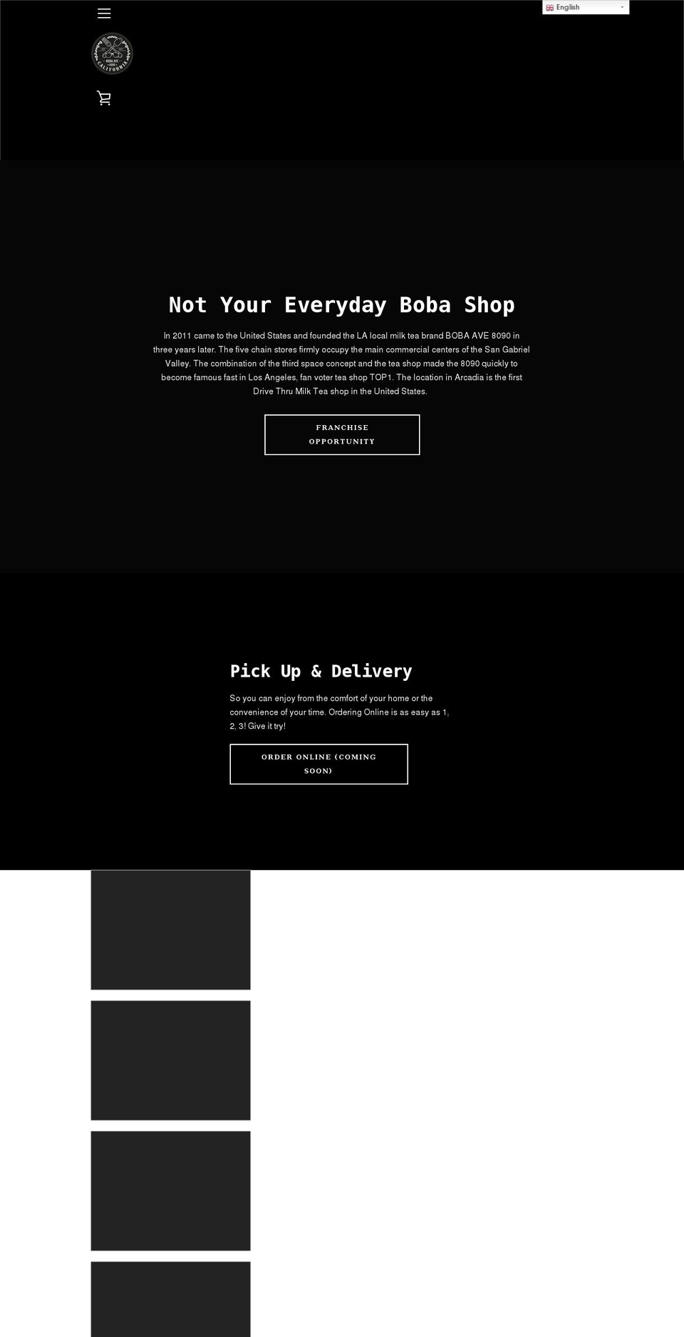bobaave8090.com shopify website screenshot