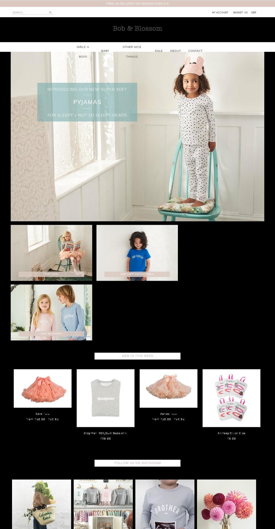 bobandblossom.co.uk shopify website screenshot