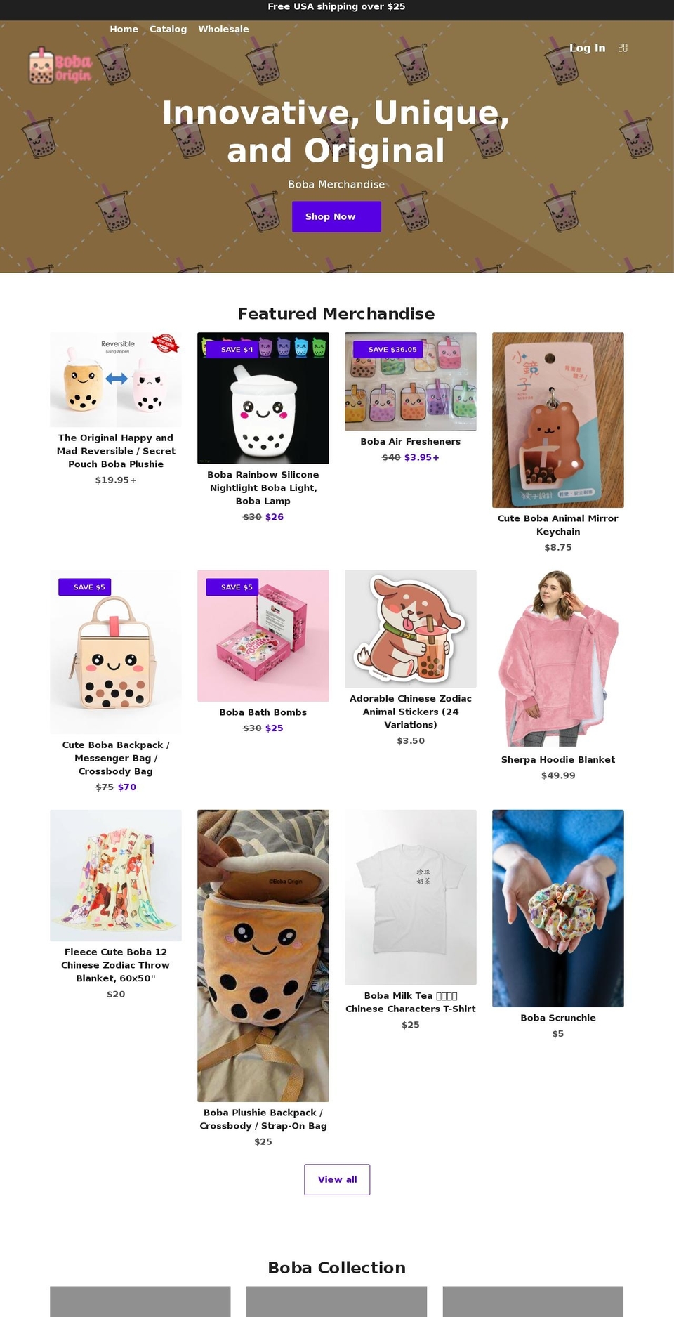 bobaorigin.com shopify website screenshot