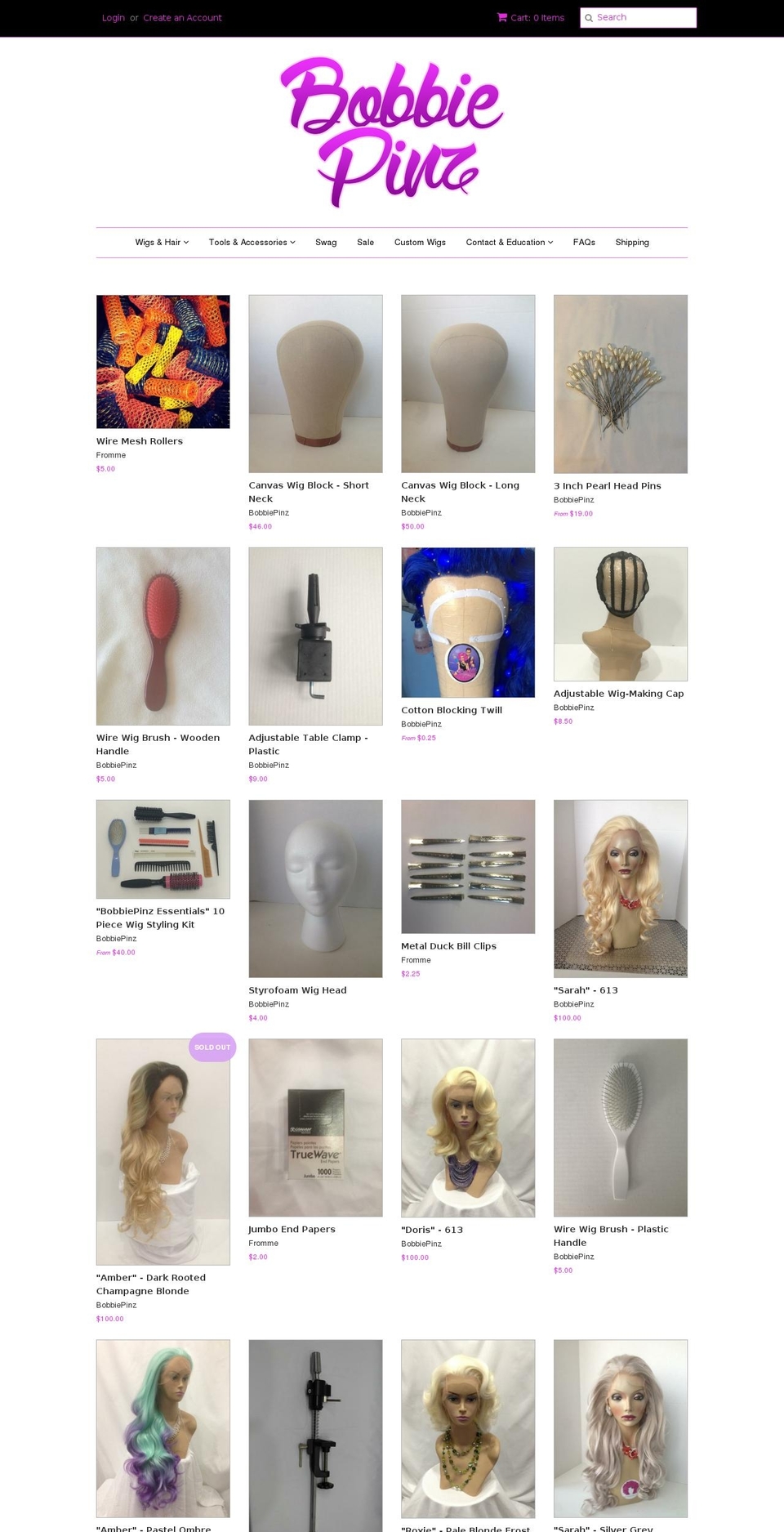 bobbiepinz.com shopify website screenshot