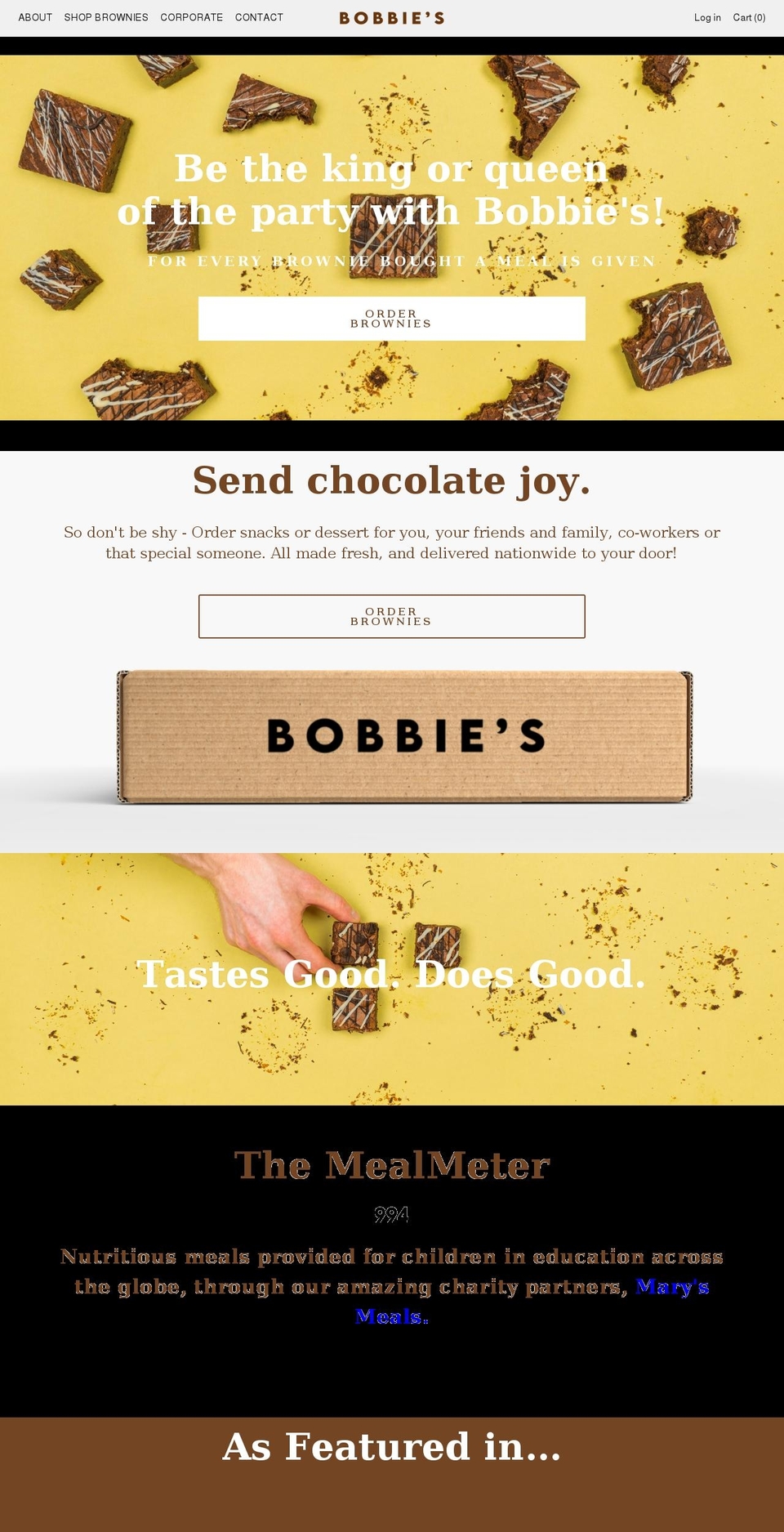 bobbiesbrownies.com shopify website screenshot