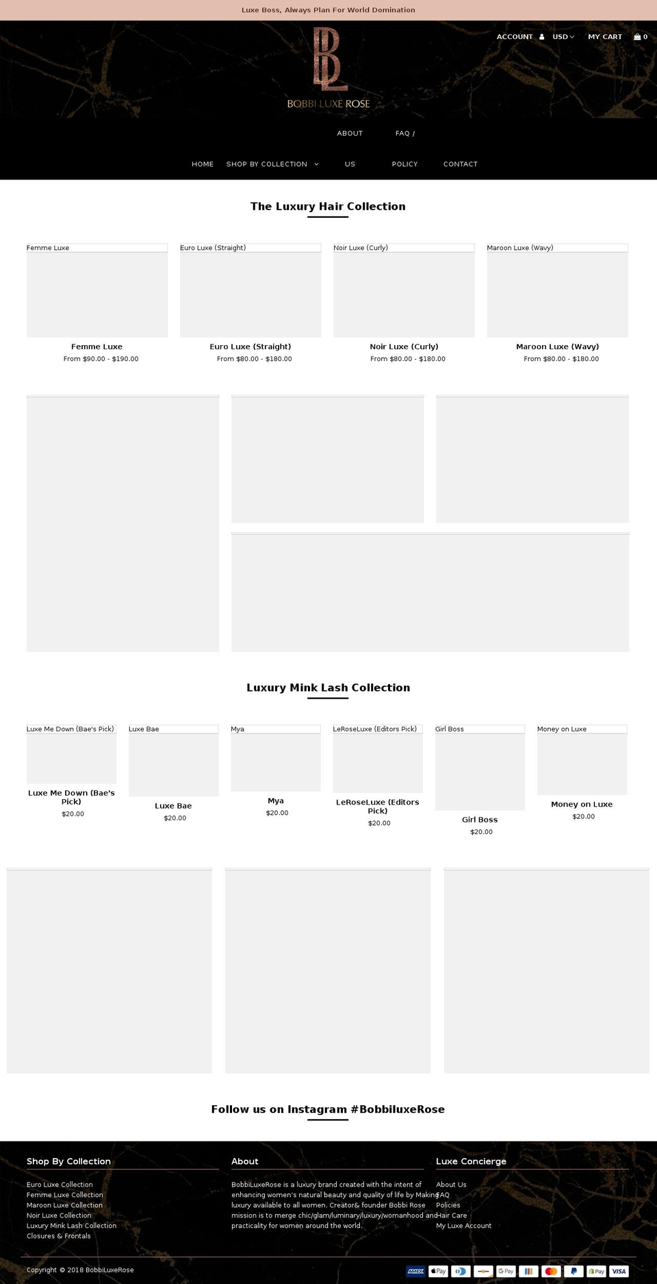 bobbiluxerose.com — Shopify storefront screenshot