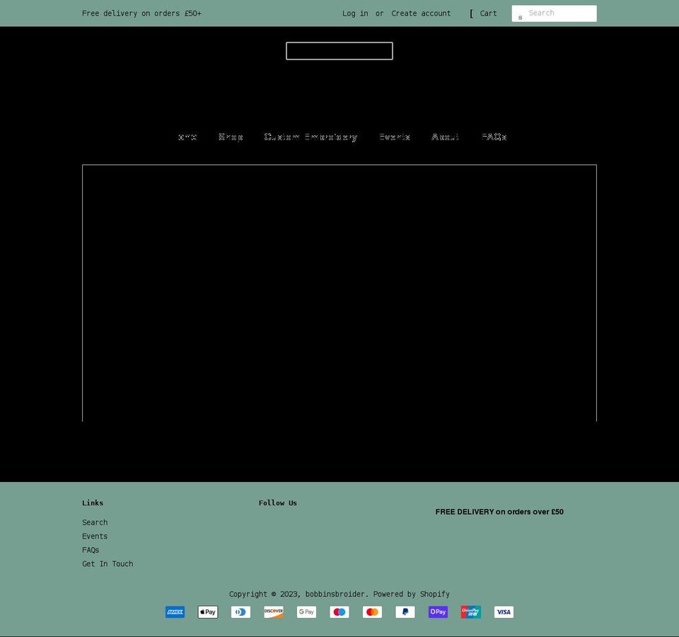 bobbinsbroider.com shopify website screenshot