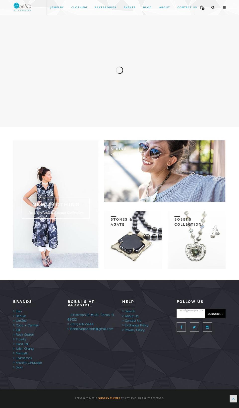 bobbisatparkside.com shopify website screenshot