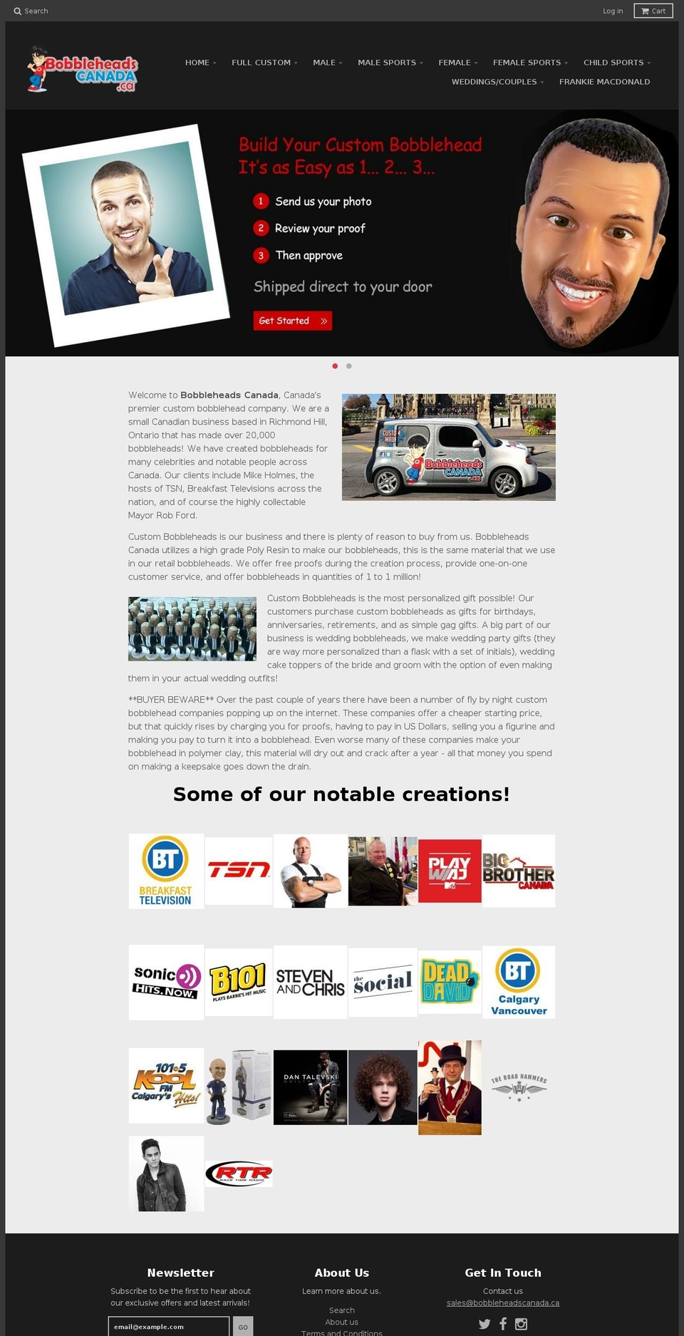 bobbleheadscanada.com shopify website screenshot