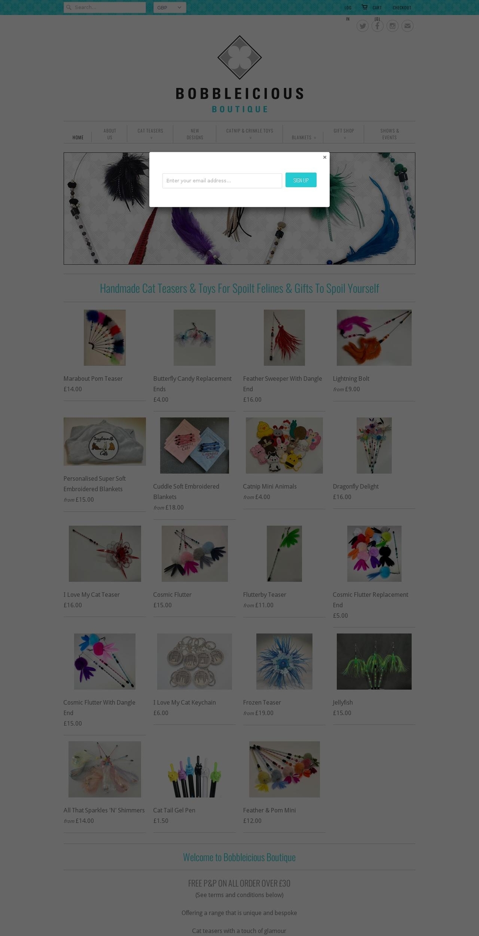 bobbleiciousboutique.co.uk shopify website screenshot