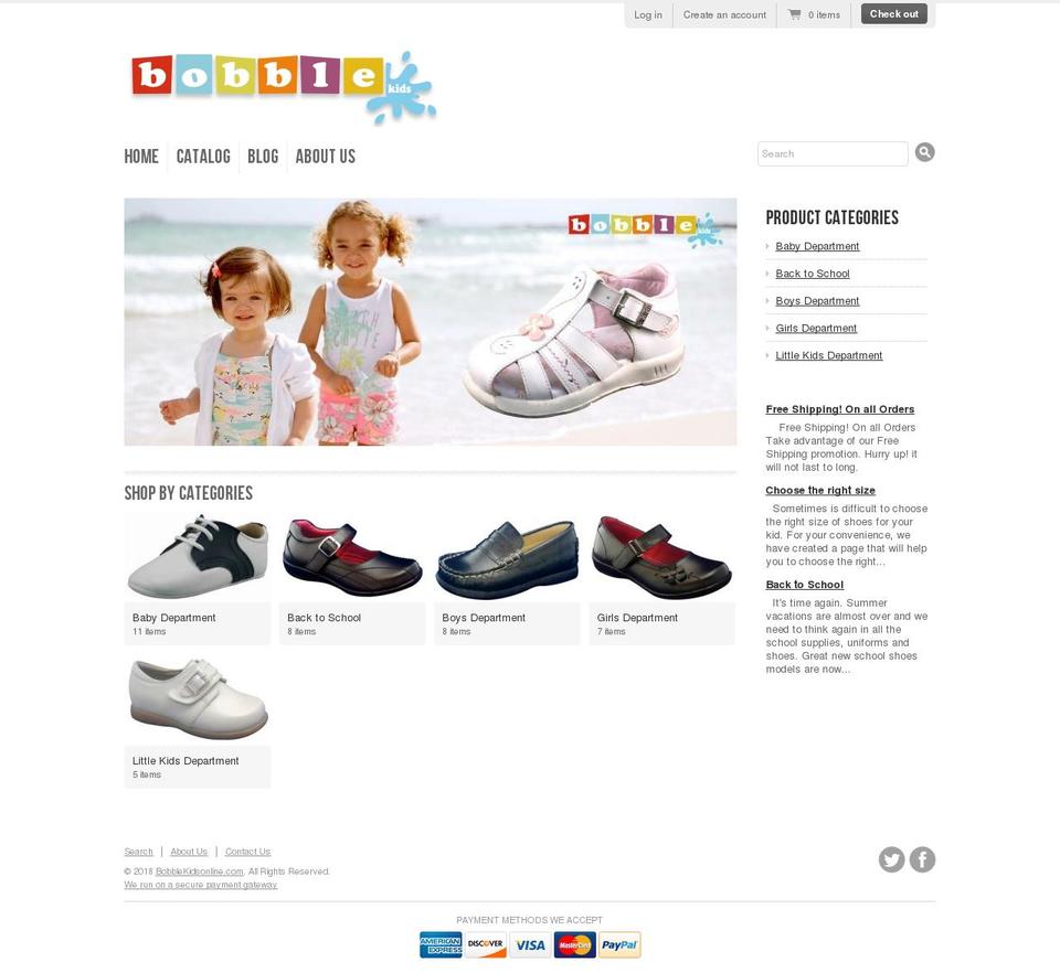 bobblekidsshoes.com — Shopify storefront screenshot