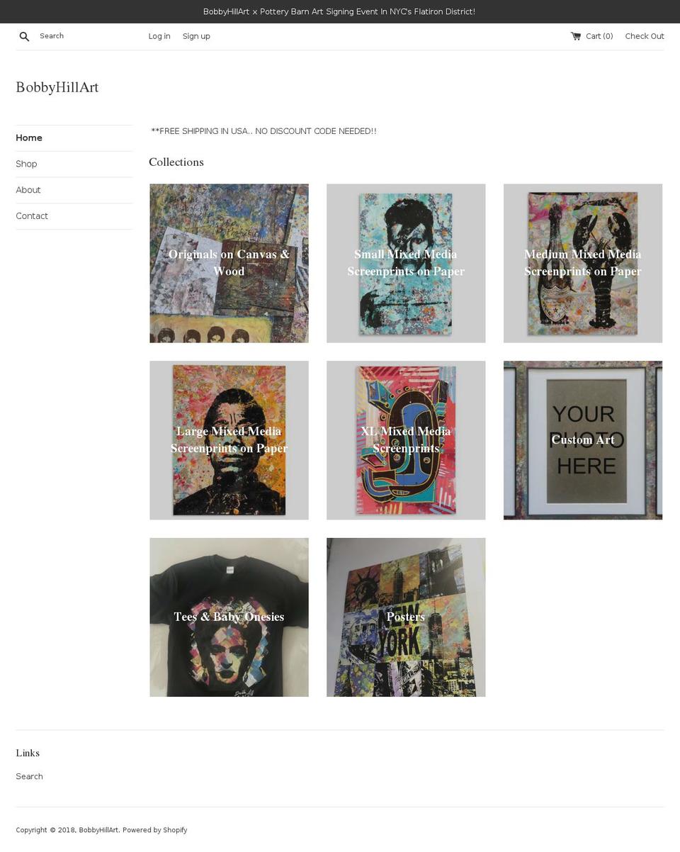 bobbyhillart.com shopify website screenshot