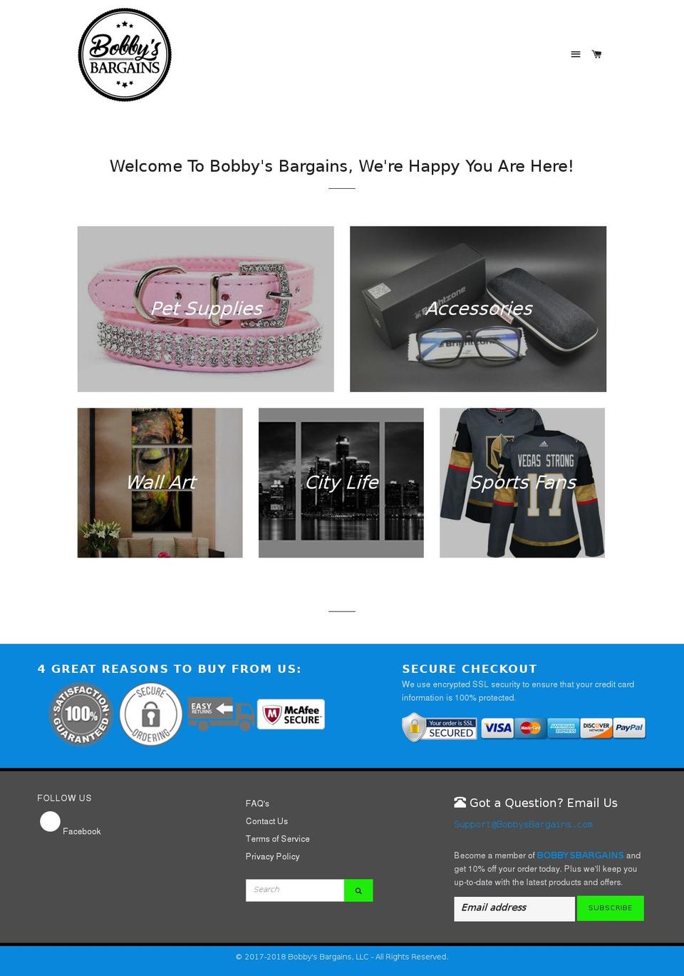 bobbysbargains.com — Shopify storefront screenshot